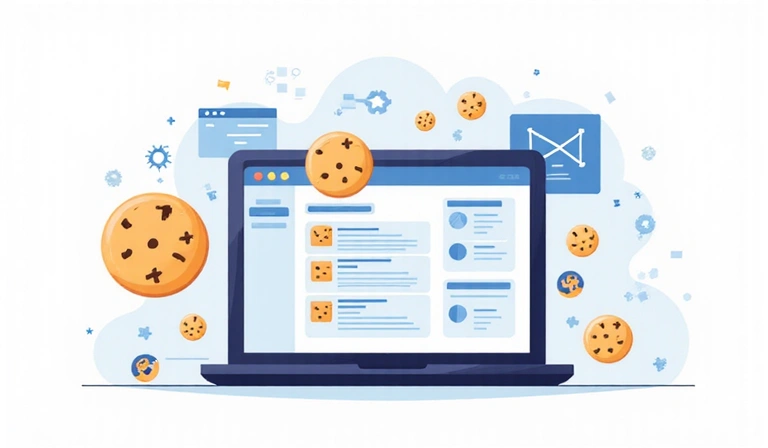 Illustration of various types of cookies on a digital device screen