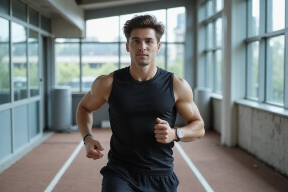 Deportista masculino mejorando su rendimiento con nutrición